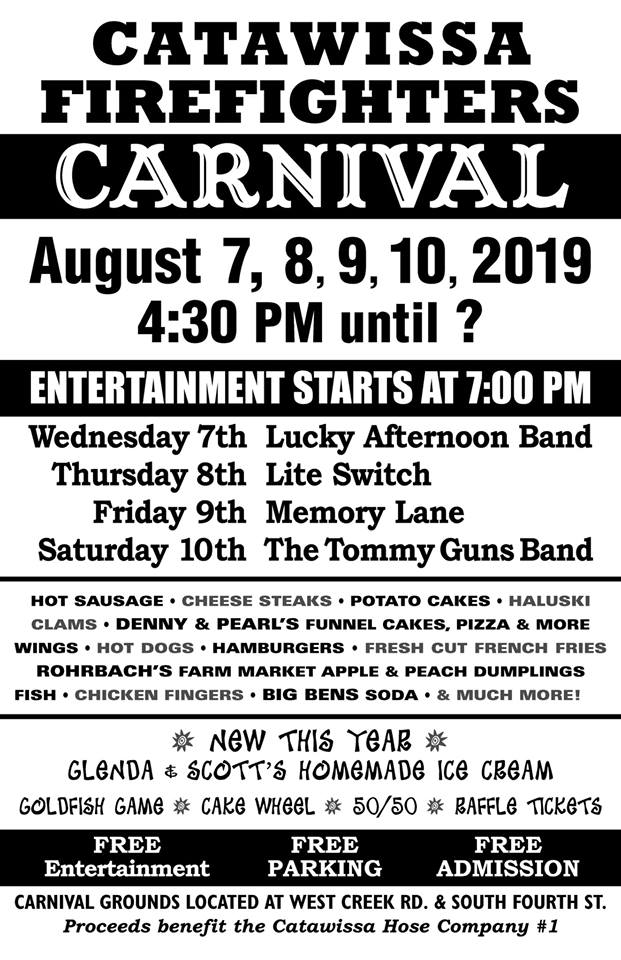 Catawissa Firemans Carnival Experience ColumbiaMontour Counties
